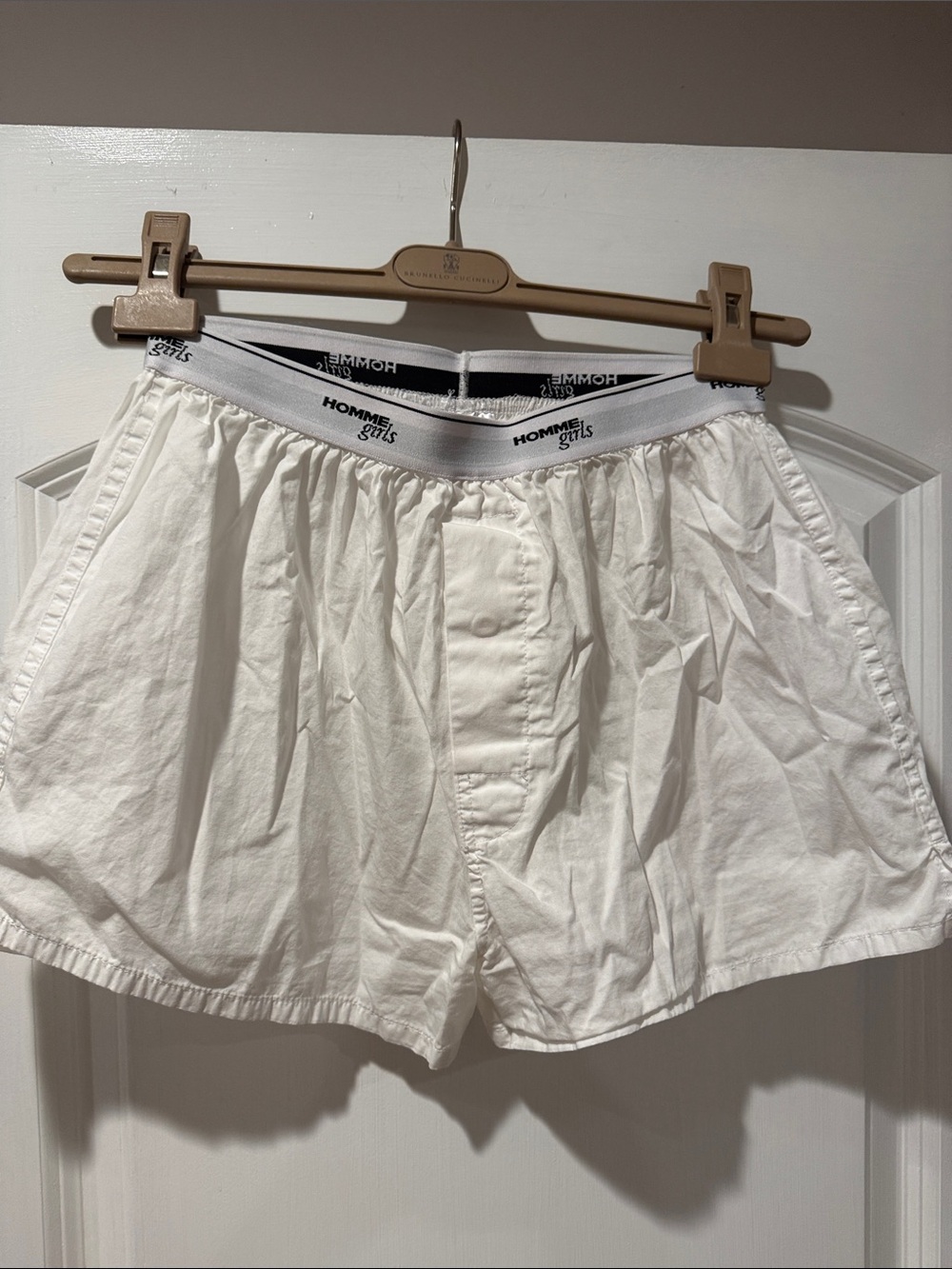 White Cotton Boxer-Style Pajama Shorts